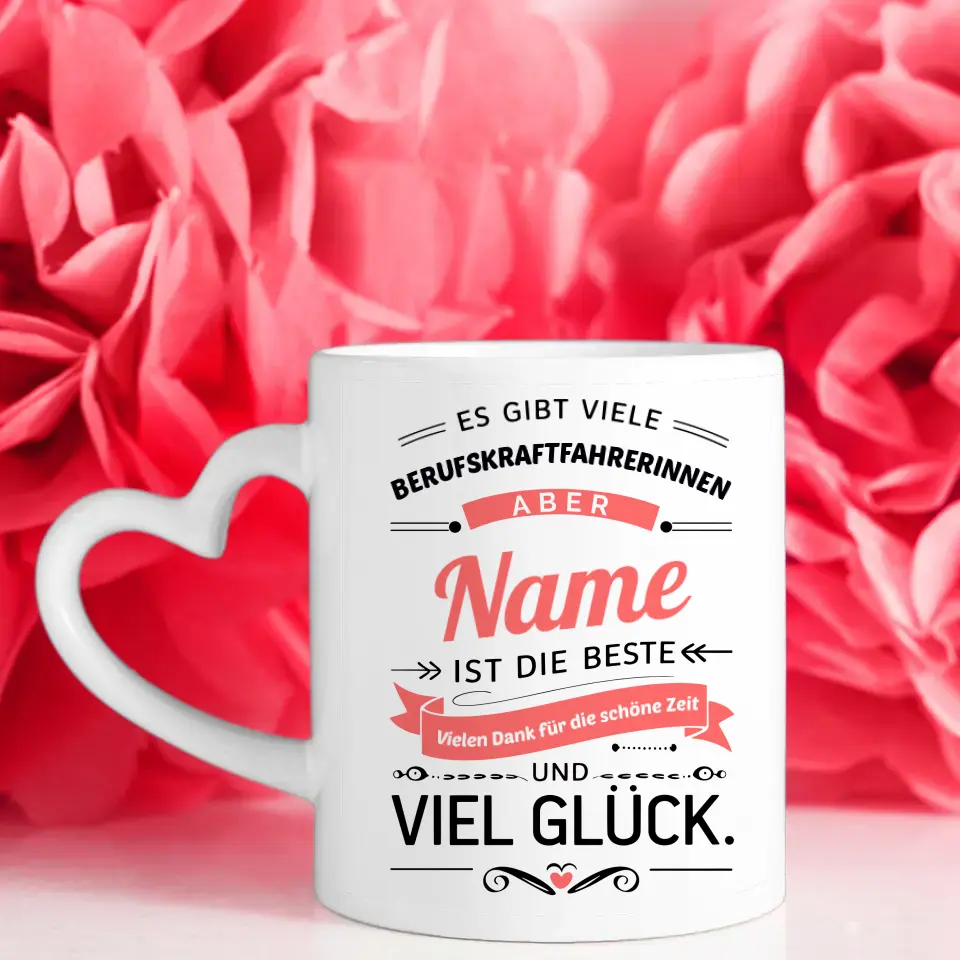 Personalisierte Tasse Geschenk mit Name für Berufskraftfahrerinnen