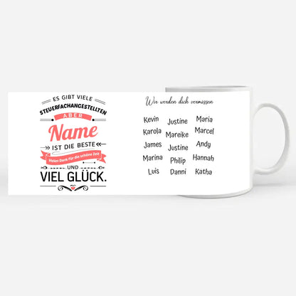 Geschenk Tasse für Geschenk mit Name für Steuerfachangestellten
