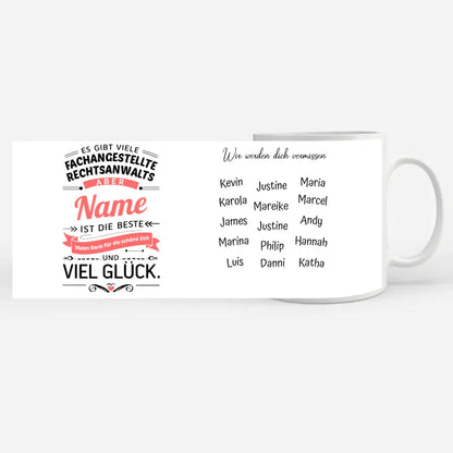 Tasse mit Beruf und Name für Rechtsanwaltsfachangestellten