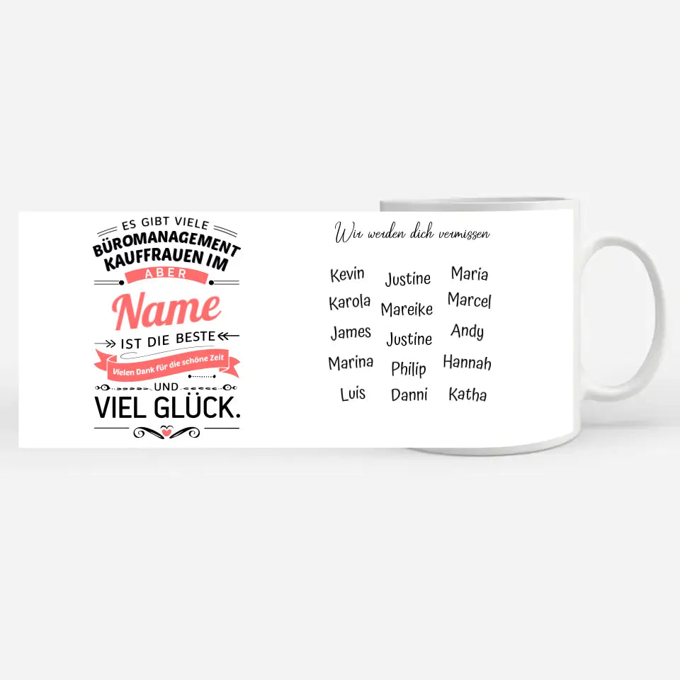 Tasse als Abschieds Geschenk für Kauffrauen für Büromanagement