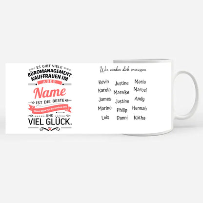 Tasse als Abschieds Geschenk für Kauffrauen für Büromanagement