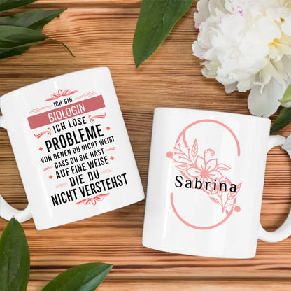 Berufe Tasse personalisiert für Biologin Ich löse Probleme