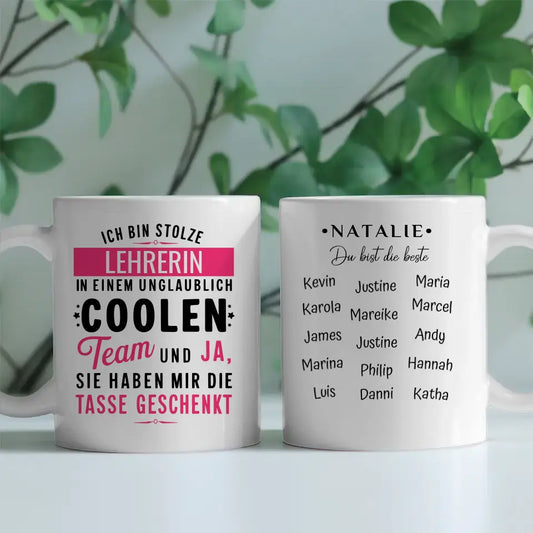 Geschenk Tasse für Lehrerin in coolen Team Berufe Tasse