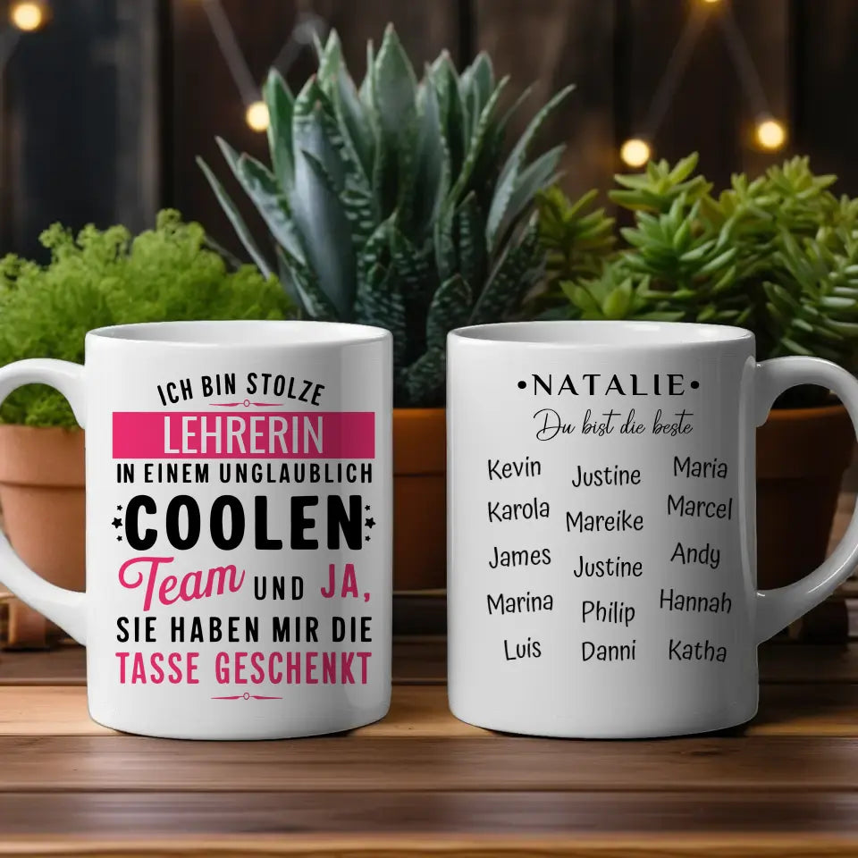 Geschenk Tasse für Lehrerin in coolen Team Berufe Tasse