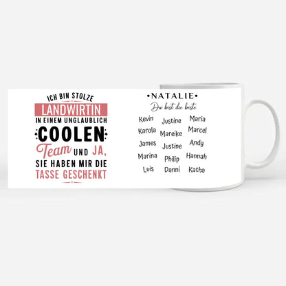 Berufe Tasse personalisiert Ich bin stolze Landwirtin in coolen Team Geschenk