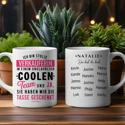 Berufe Tasse personalisiert Ich bin stolze Verkäuferin in coolen Team Geschenk
