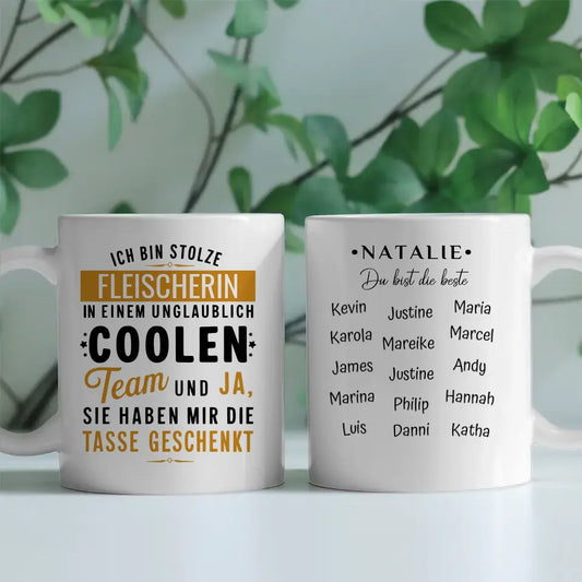 Tasse Lustiger Spruch Ich bin stolze Fleischerin in coolen Team Geschenk