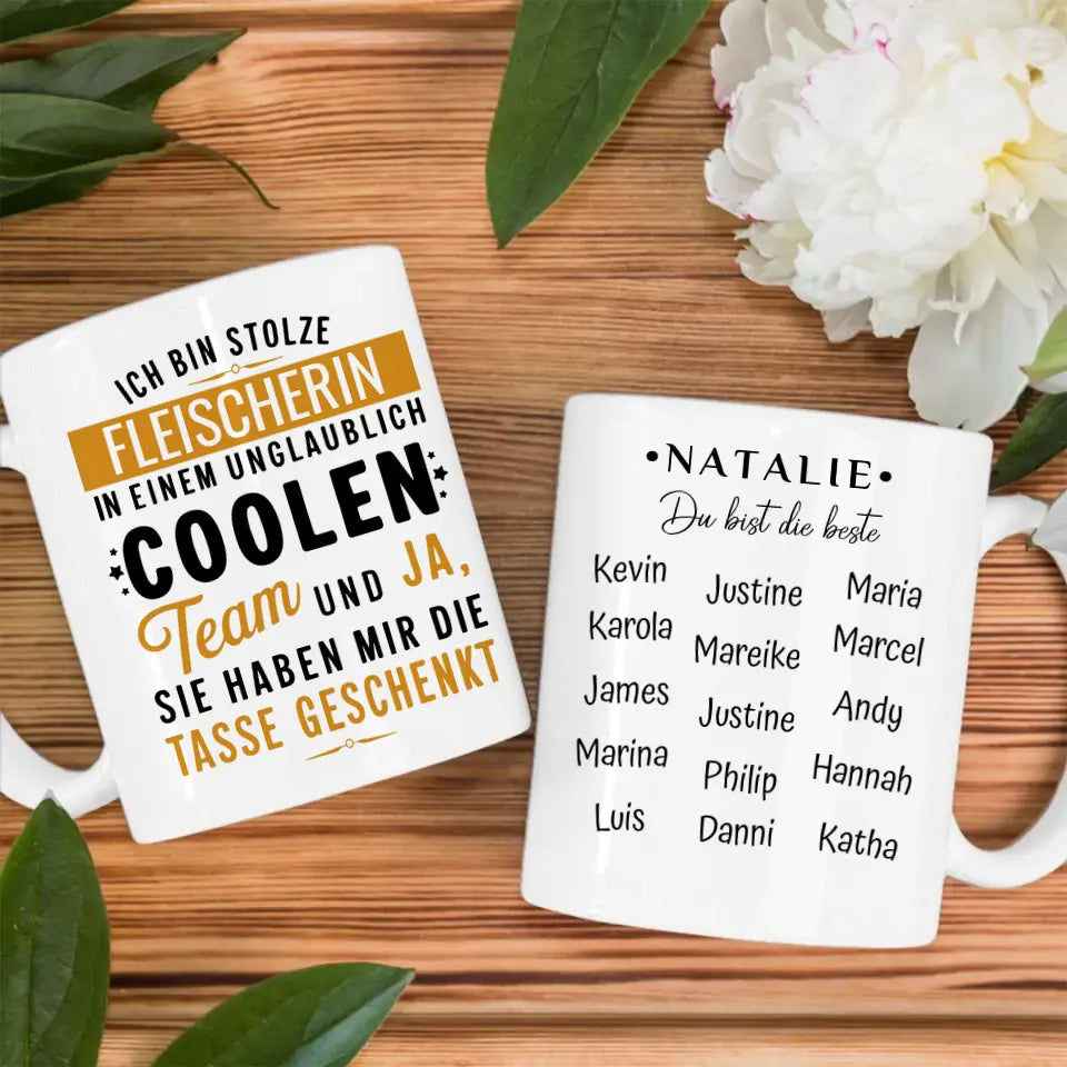 Tasse Lustiger Spruch Ich bin stolze Fleischerin in coolen Team Geschenk