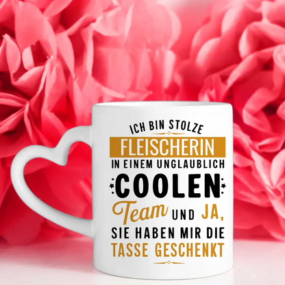 Tasse Lustiger Spruch Ich bin stolze Fleischerin in coolen Team Geschenk