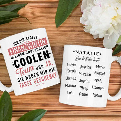 Kaffeetasse Lustig Ich bin stolze Finanzwirtin in coolen Team Geschenk personalisiert