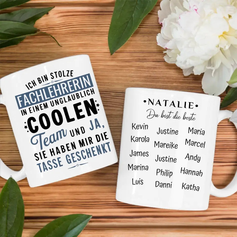 Geschenk Tasse für Fachlehrerin in coolen Team Berufe Tasse