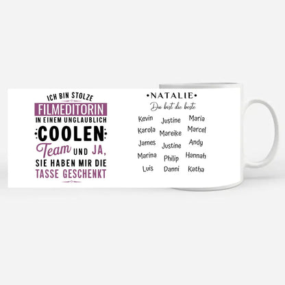 Berufe Tasse personalisiert für Filmeditorin in coolen Team Geschenk