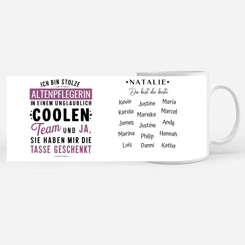 Berufe Tasse personalisiert Ich bin stolze Altenpflegerin in coolen Team
