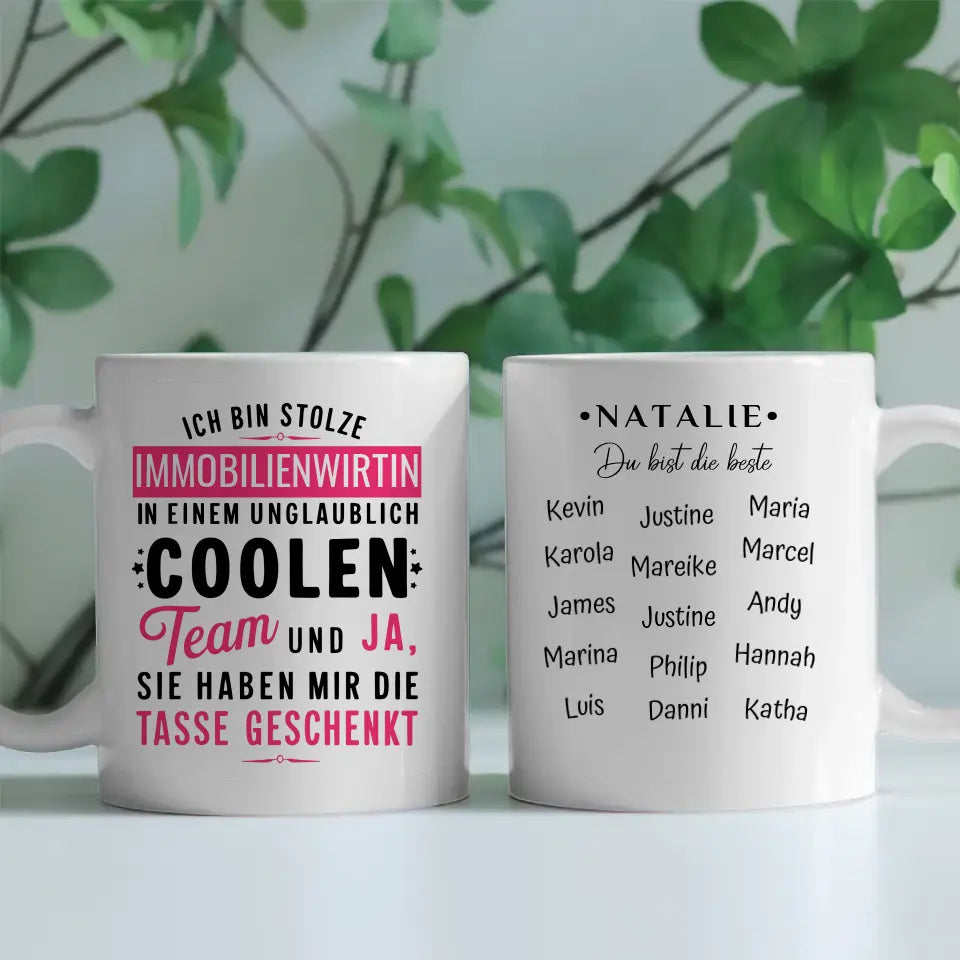 Geschenk Tasse für Immobilienwirtin in coolen Team Berufe Tasse