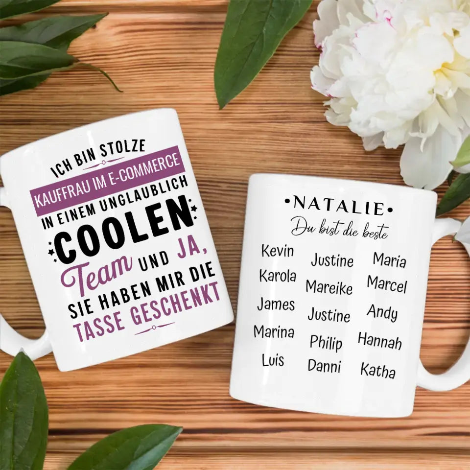 Geschenk Tasse für Kauffrau im E-Commerce in coolen Team Berufe Tasse