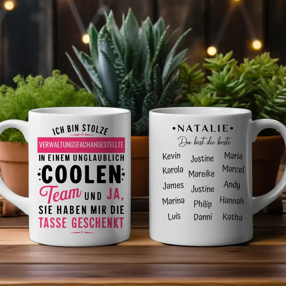 Berufe Tasse personalisiert Ich bin stolze Verwaltungsfachangestellte in coolen Team Geschenk