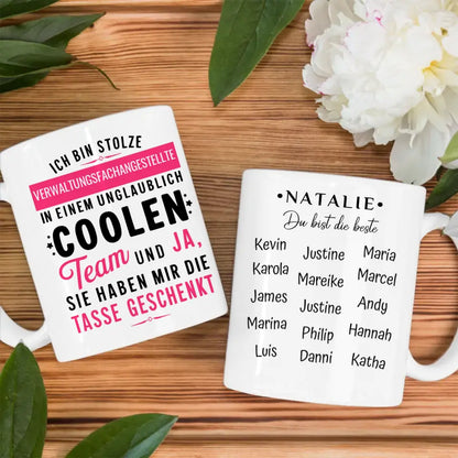 Berufe Tasse personalisiert Ich bin stolze Verwaltungsfachangestellte in coolen Team Geschenk