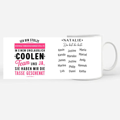 Berufe Tasse personalisiert Ich bin stolze Verwaltungsfachangestellte in coolen Team Geschenk