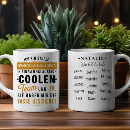 Tasse Lustiger Spruch Ich bin stolze Tiermedizinische Fachangestellte in coolen Team Geschenk