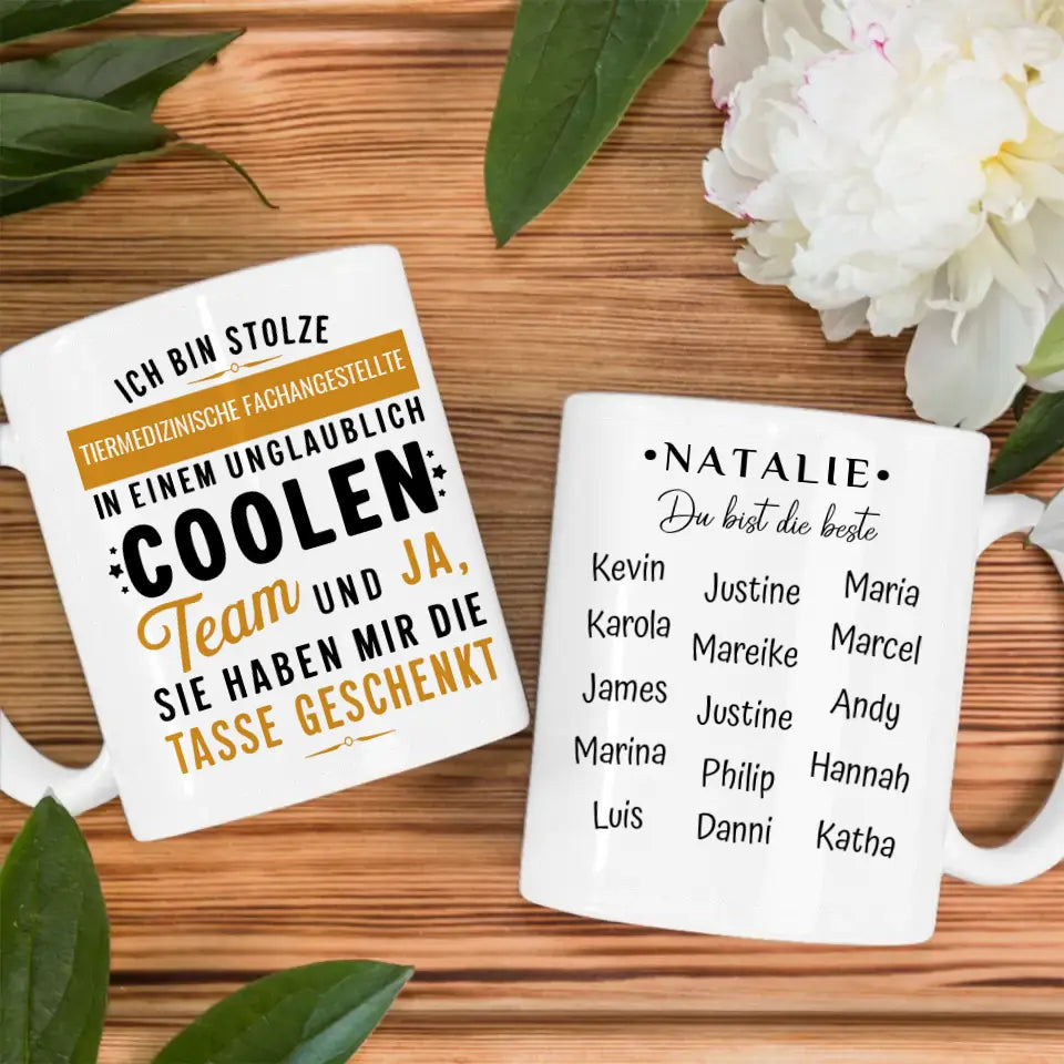 Tasse Lustiger Spruch Ich bin stolze Tiermedizinische Fachangestellte in coolen Team Geschenk