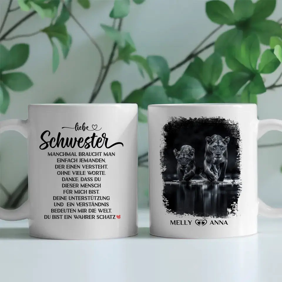 Tasse für Schwester Löwen Bild Liebe Schwester Wahrer Schatz