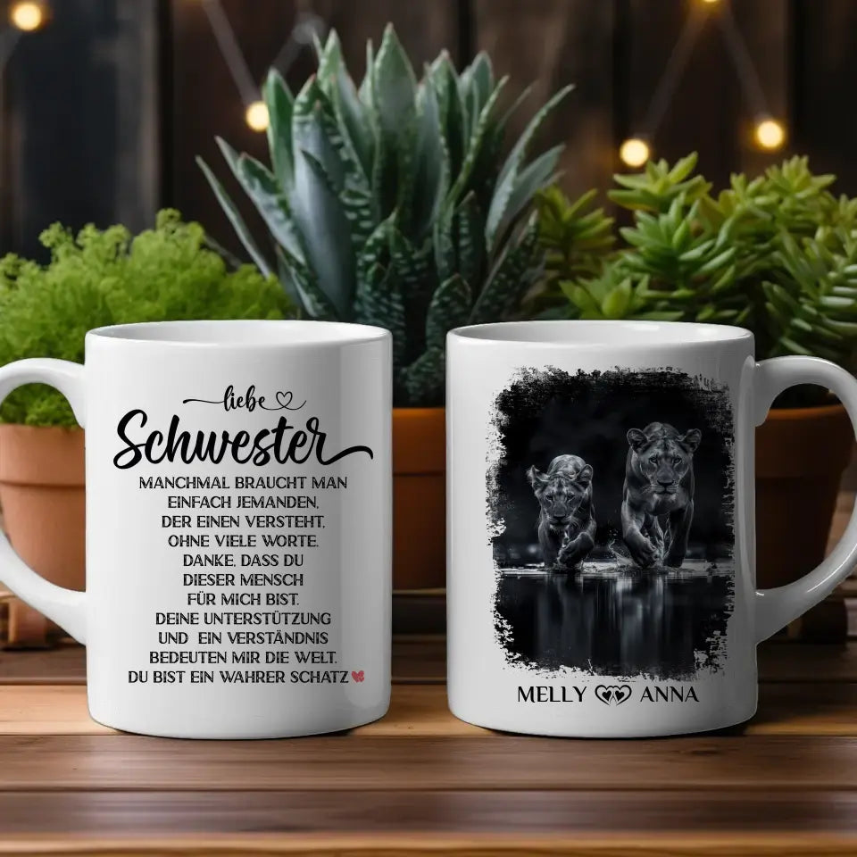 Tasse für Schwester Löwen Bild Liebe Schwester Wahrer Schatz