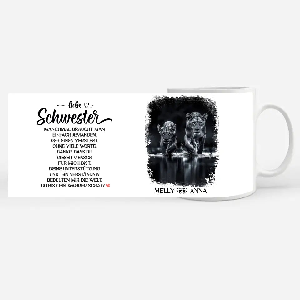 Tasse für Schwester Löwen Bild Liebe Schwester Wahrer Schatz