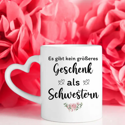 Tasse für Schwester personalisiert Löwen Bild Kein größeres Geschenk