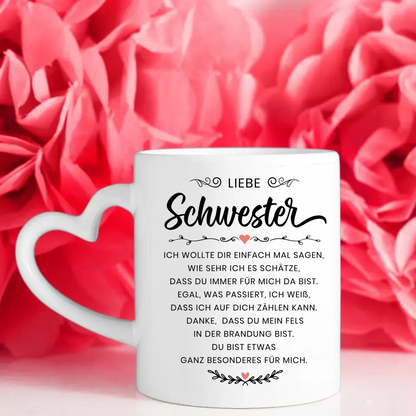 Tasse für Schwester Löwen Bild Liebe Schwester Einfach mal Danke