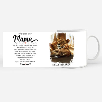 Geschenk Tasse Mama und Tochter mit Löwen Einfach mal Danke