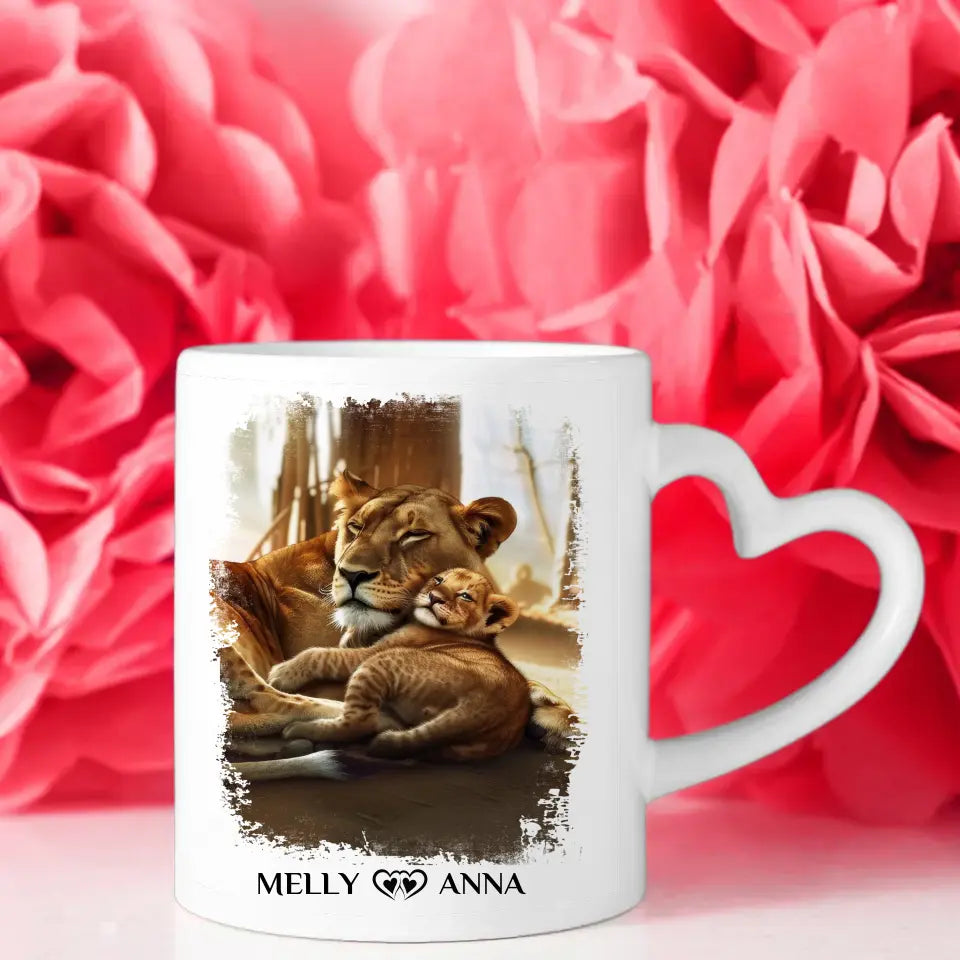 Geschenk Tasse Mama und Tochter mit Löwen Einfach mal Danke