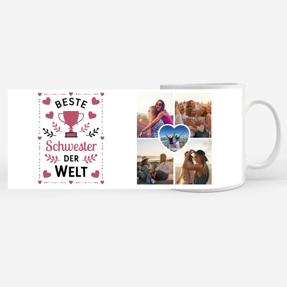 Tasse Becher Personalisiert Beste Schwester der Welt Pokal mit Wunschname