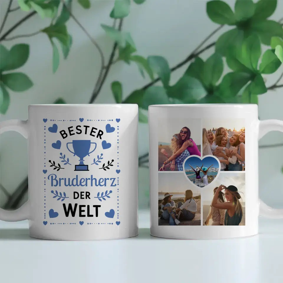 Geschenk Tasse personalisiert Bester Bruderherz der Welt Pokal mit Wunschname
