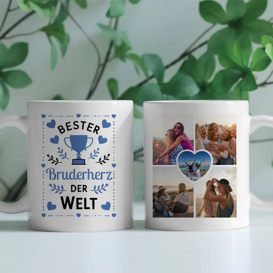 Geschenk Tasse personalisiert Bester Bruderherz der Welt Pokal mit Wunschname