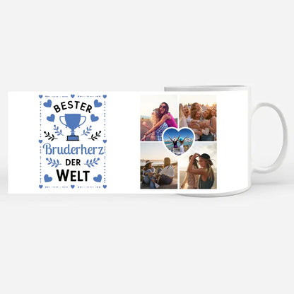 Geschenk Tasse personalisiert Bester Bruderherz der Welt Pokal mit Wunschname
