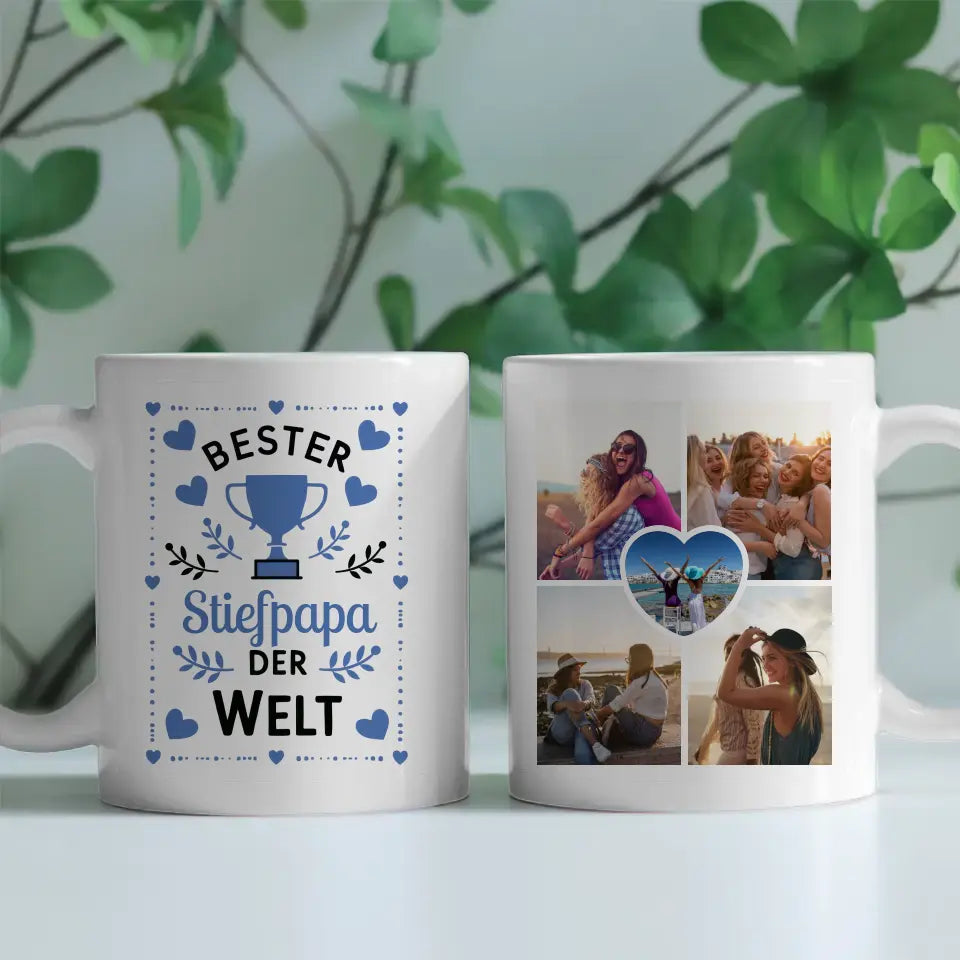 Tasse zum Geburtstag Bester Stiefpapa der Welt Pokal mit Wunschname