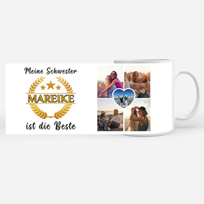 Geschenk Tasse personalisiert Meine Schwester ist die Beste mit Wunschname