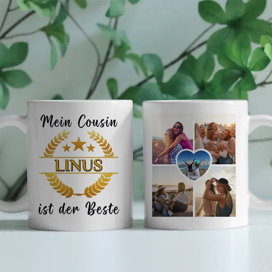 Dankeschöne Tasse Mein Cousin ist der Beste mit Wunschname