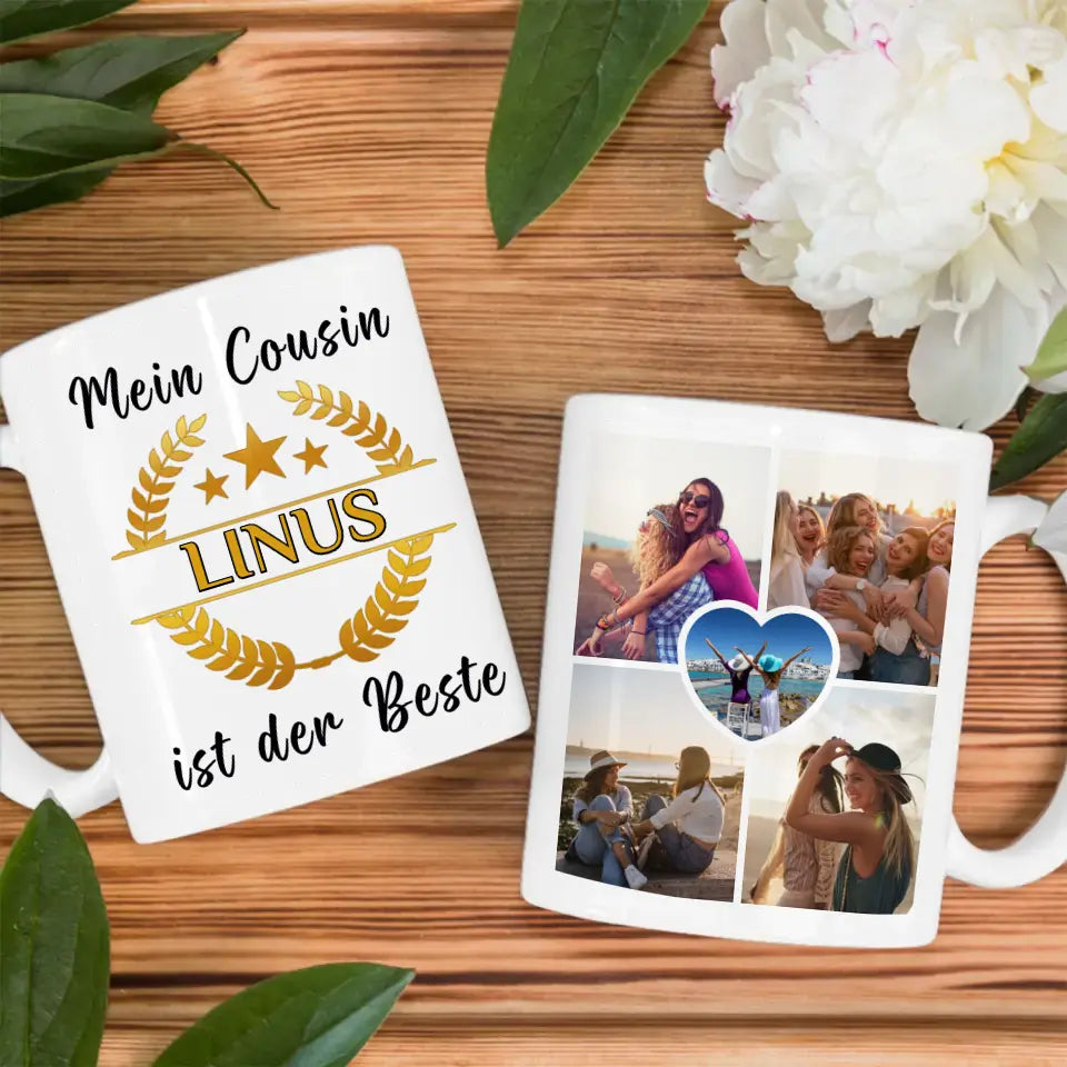 Dankeschöne Tasse Mein Cousin ist der Beste mit Wunschname