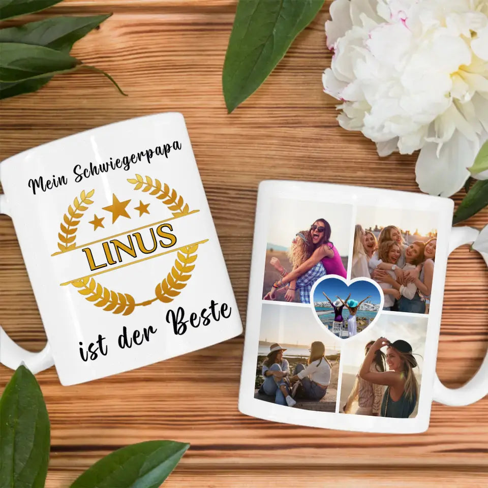 Dankeschöne Tasse Mein Schwiegerpapa ist der Beste mit Wunschname