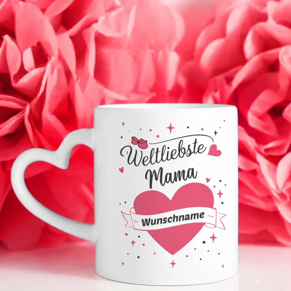 Dankeschöne Tasse Weltliebste Mama der Welt Mit Name & 5 Fotos