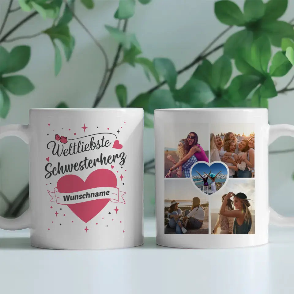 Dankeschöne Tasse Weltliebste Schwesterherz der Welt Mit Name