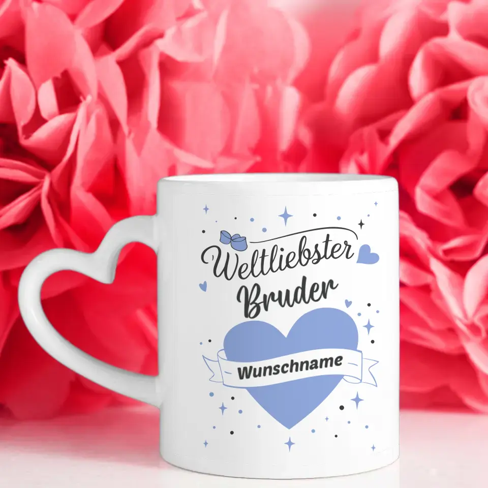 Tasse personalisiert Weltliebster Bruder der Welt Mit Name & 5 Fotos