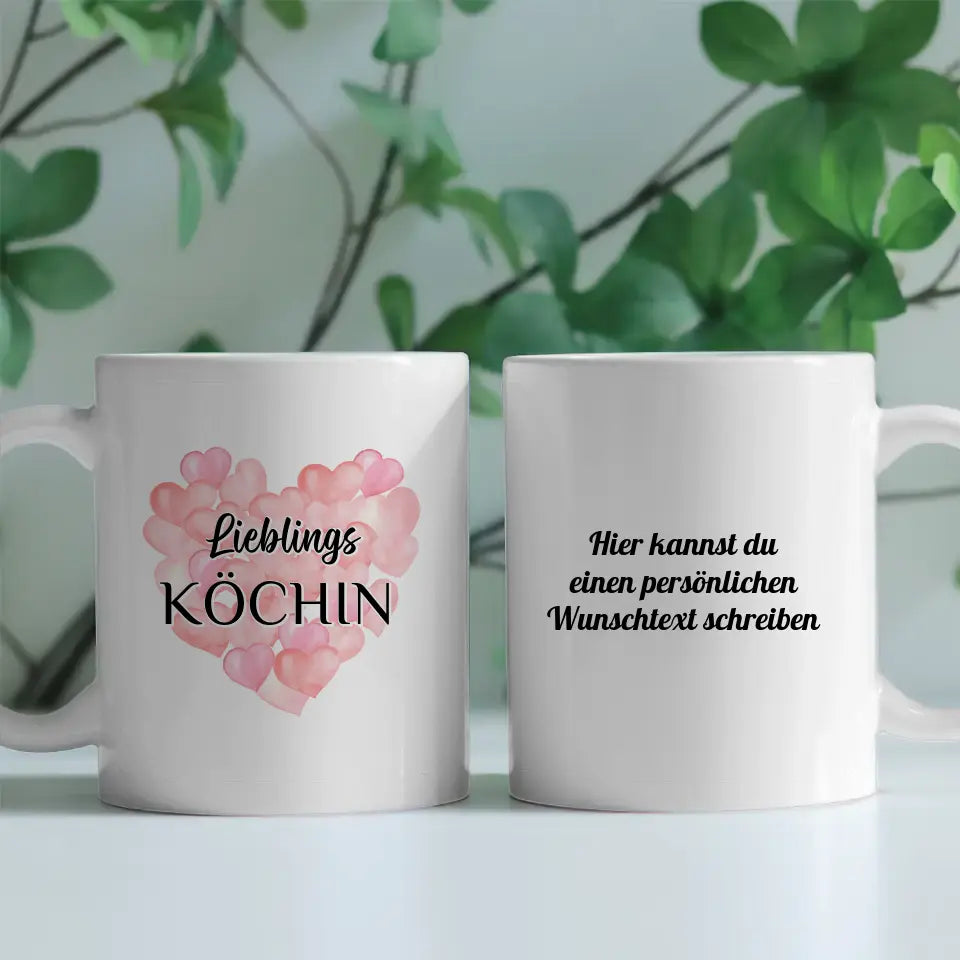 Geschenk Tasse personalisiert Lieblings Köchin mit Wunschtext