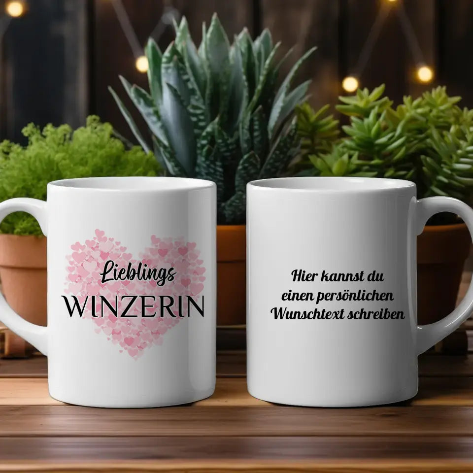 Geschenk Tasse personalisiert Lieblings Winzerin mit Wunschtext