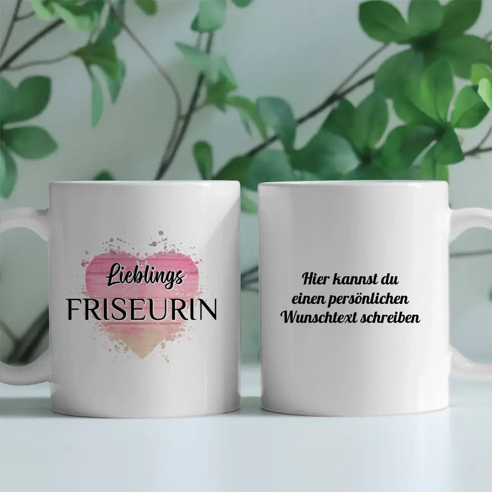 Dankeschöne Tasse Lieblings Friseurin mit Wunschtext