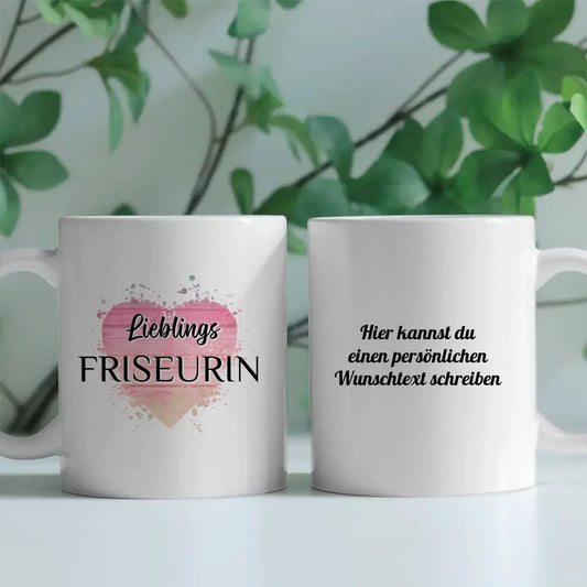 Dankeschöne Tasse Lieblings Friseurin mit Wunschtext