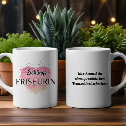 Dankeschöne Tasse Lieblings Friseurin mit Wunschtext