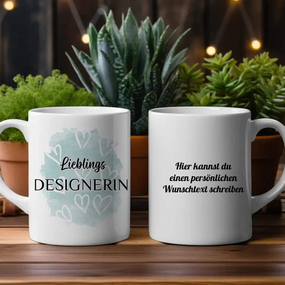 Tasse zum Geburtstag Lieblings Designerin mit Wunschtext