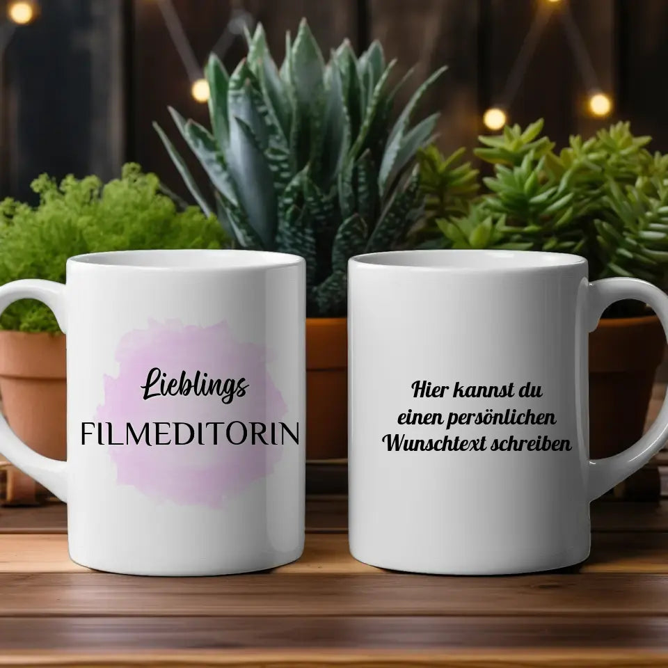 Dankeschöne Tasse Lieblings Filmeditorin mit Wunschtext